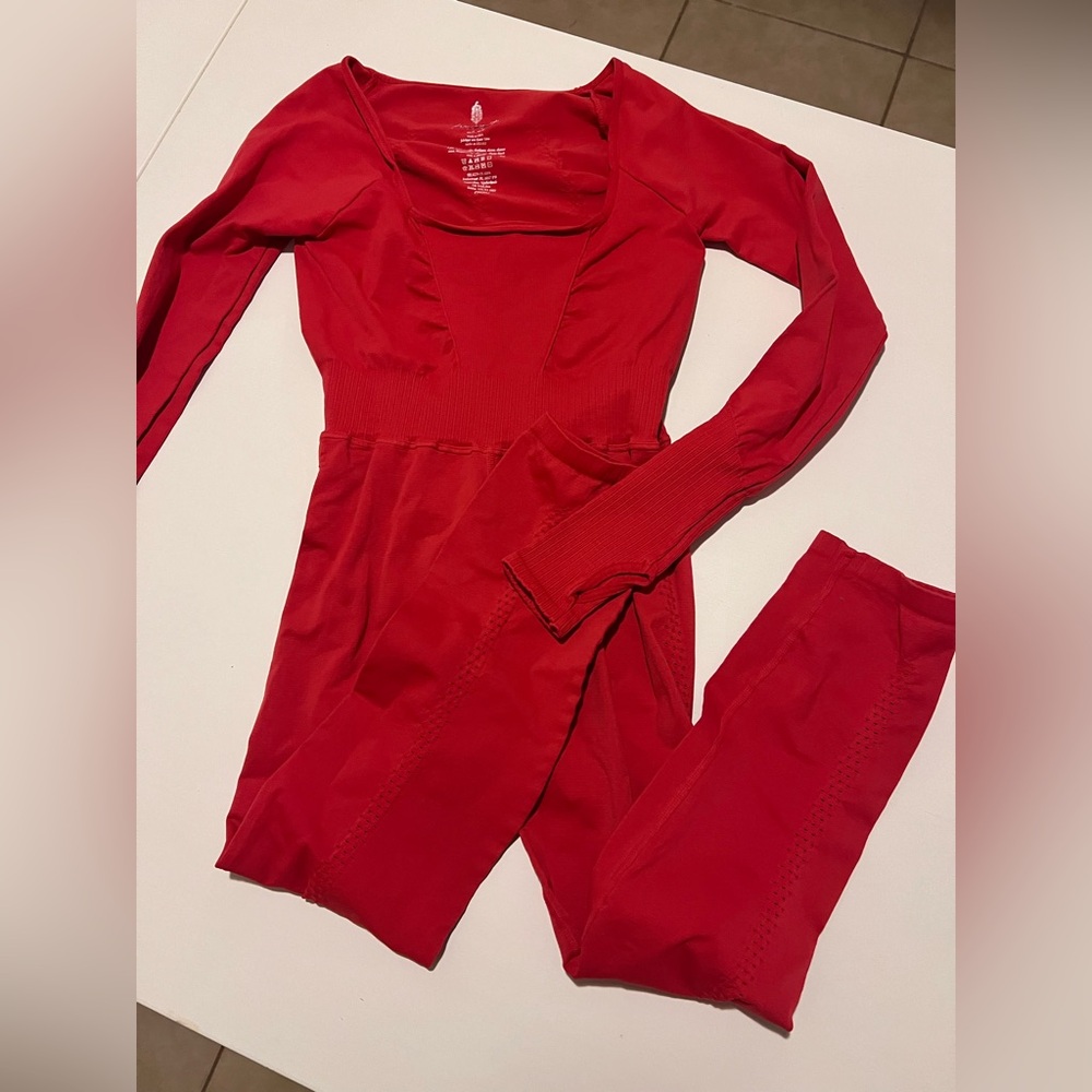 Red FP MOVEMENT good karma jumpsuit M/L